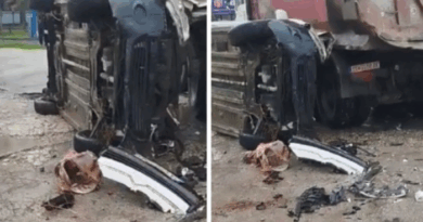 Превртен автомобил откако се судрил со камион во Скопје (ФОТО)