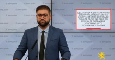 Манасиевски: СДС, Левица и ДУИ намерно го опструираат носењето на Изборниот Законик поради лошите рејтинзи, иако со месеци се создаваше консензус меѓу политичките партии
